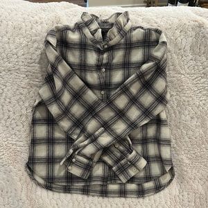 Flannel Shirt with Ruffled Collar